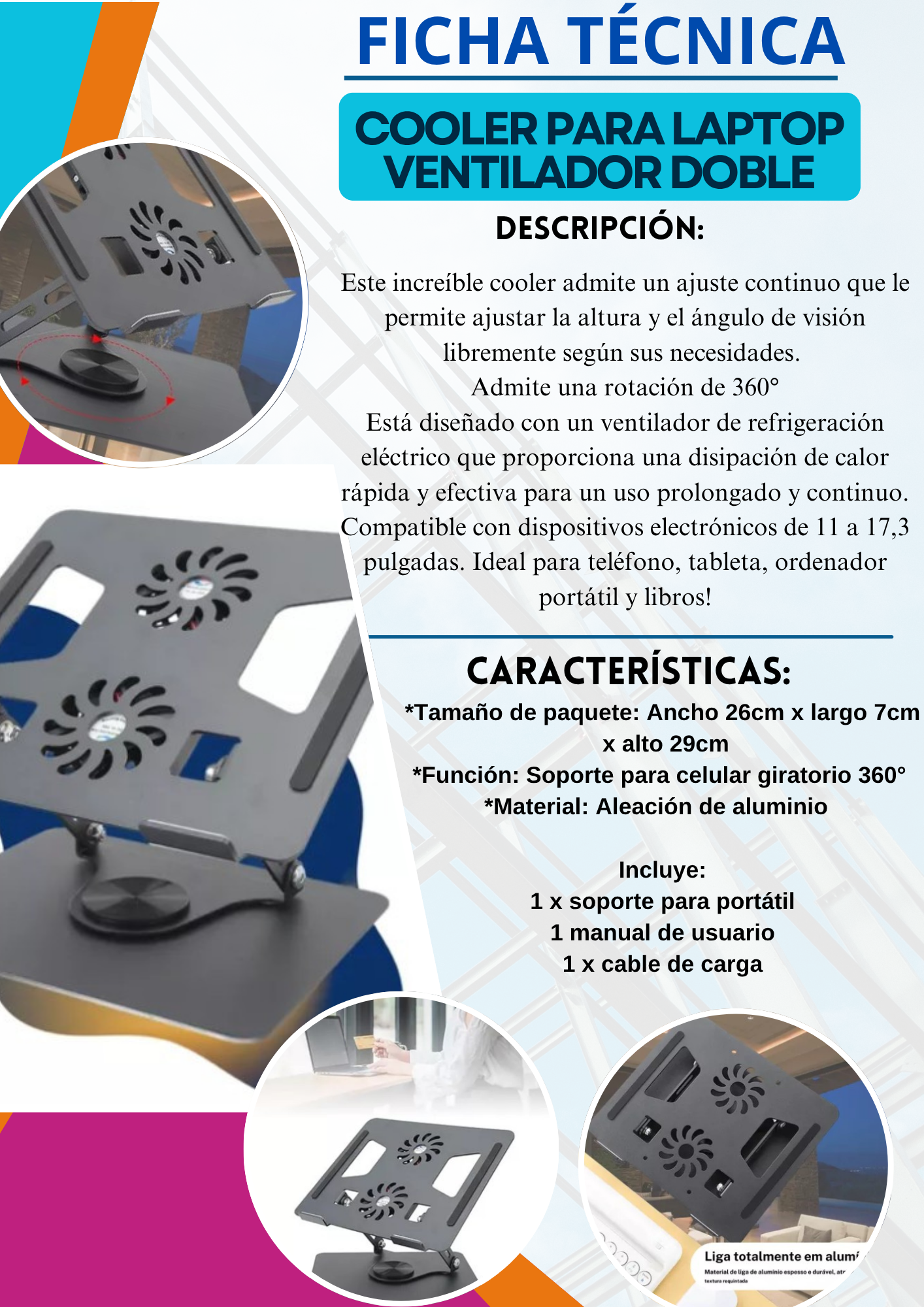 COOLER PARA LAPTOP VENTILADOR DOBLE